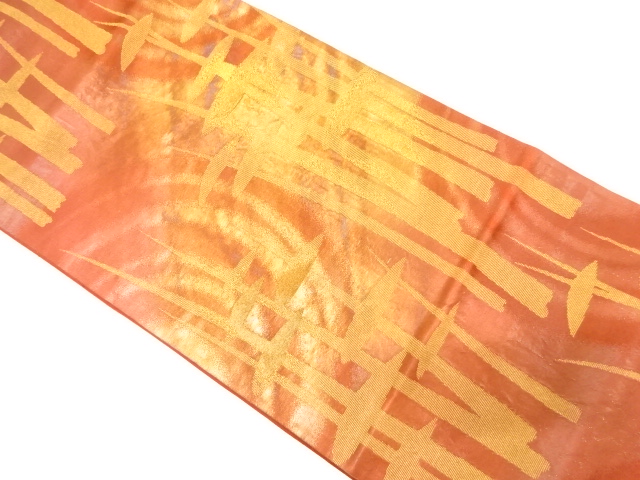 JAPANESE KIMONO / ANTIQUE FUKURO OBI / SILK / WOVEN ABSTRACT TREES